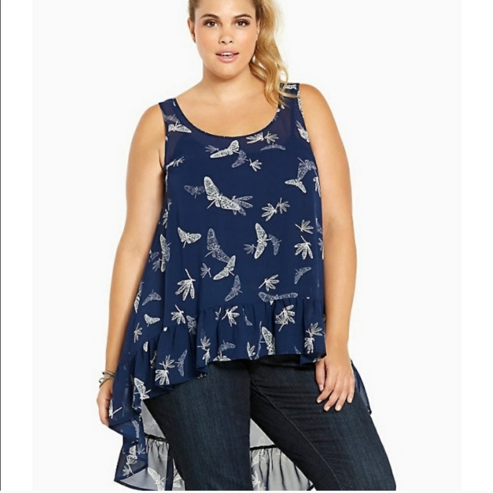 Torrid firefly Dragonflies Hi-Low sheer tank
